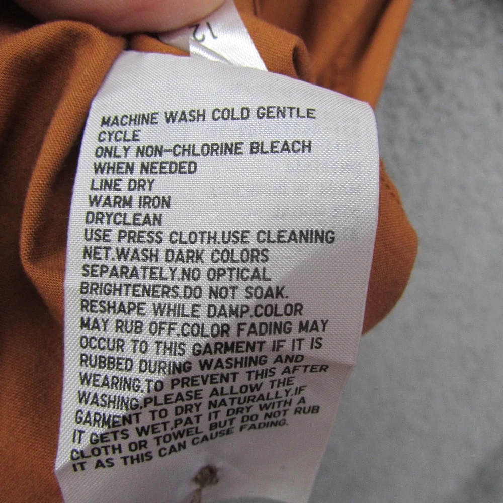 Uniqlo Shirt Mens Large Orange Solid Short Sleeve Button Front Casual Top‎